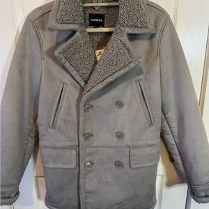 Express Women's Gray Peacoat with Sherpa Lining